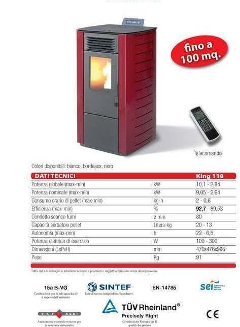 King 118C Stufa Pellet ����� Pellet ��������� �� �������� �������� ��� 100m� -( 14 ������ ������ )-